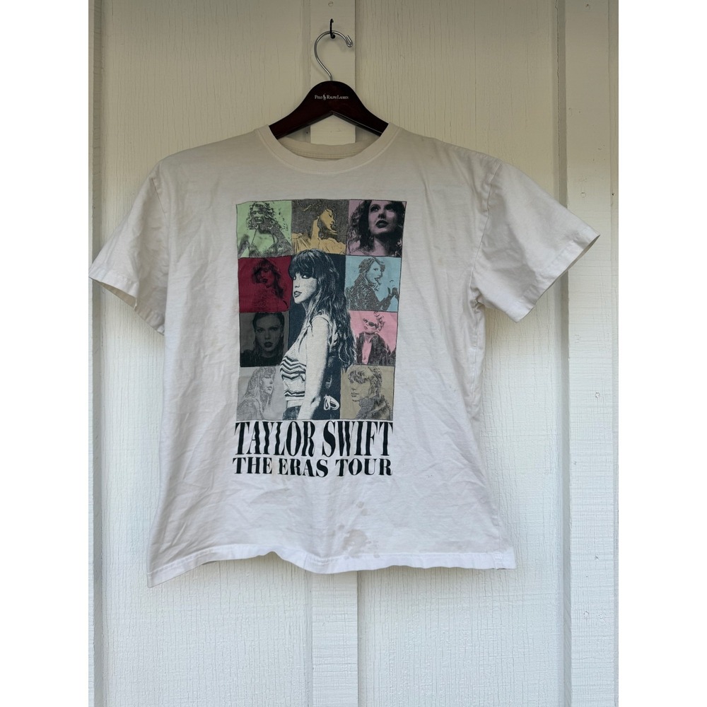 Taylor Swift Eras Concert Tour T Shirt Cream Off White Short Sleeve Size Small
